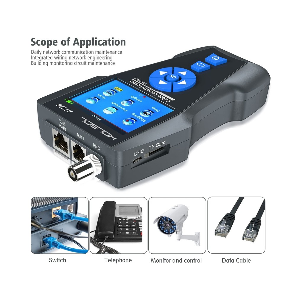 Network Cable Tester, AT278 TDR Multi-Functional LCD Wire Tracker for RJ45, R...