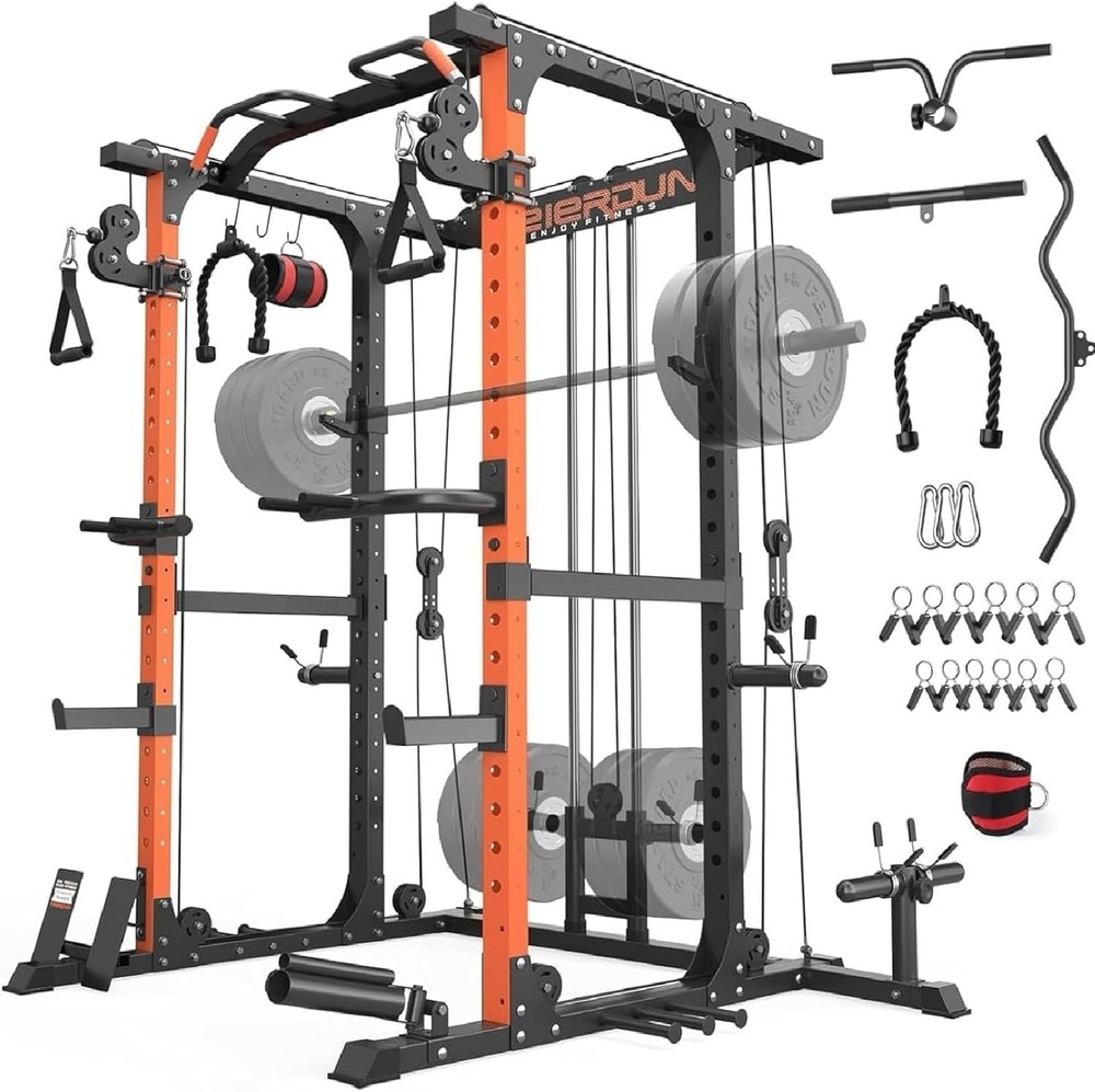 FLA01 Multi-Function Power Cage Squat Rack & Cable Crossover - 10-in-1 Home Gym