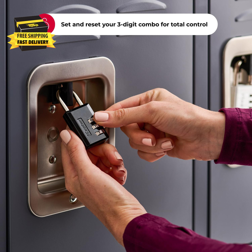 Black Combination Padlock, Indoor Gym Locker Lock with Customizable 3-Digit Code