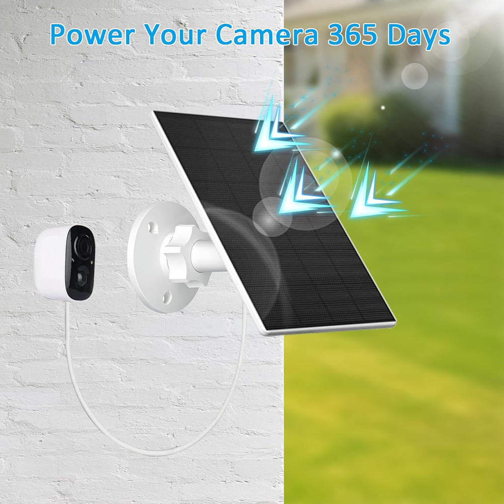 Solar Panel for Security Camera, 2 Pack 2W Solar Charger with Micro USB & USB-C