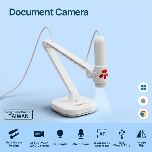 INS-3 Handheld Webcam/USB Document Camera for Classroom Built-in Mic Light Au...