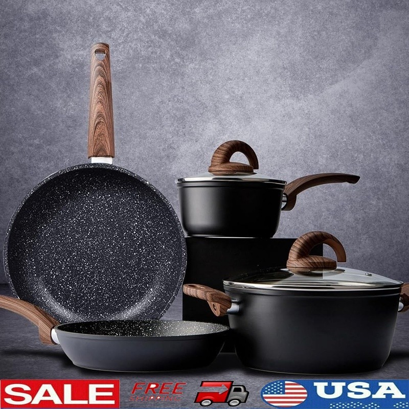 Nonstick Ceramic Cookware Set Safe Pots Pans Efficient Cooking Durable Kitchen