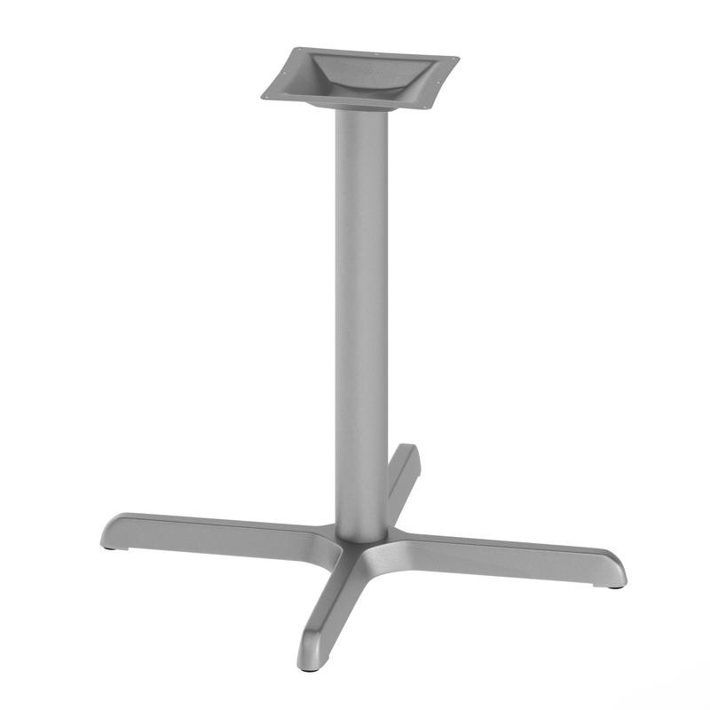 30'' x 30'' Restaurant Table X-Base with 3'' Dia. Table Height Column in Silver