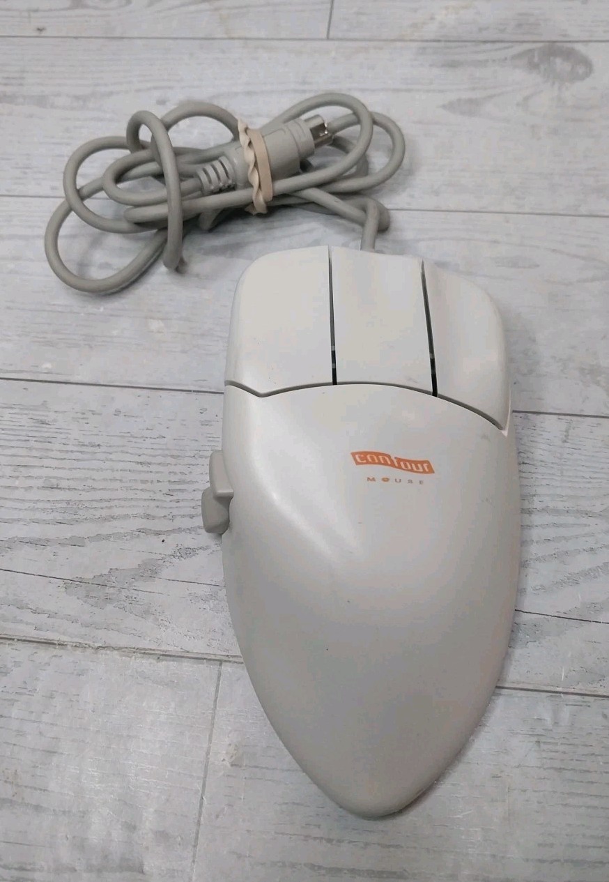 Vintage Contour Mouse Right Handed Medium Ergonomic PC PS2 S-39 Trackball Works