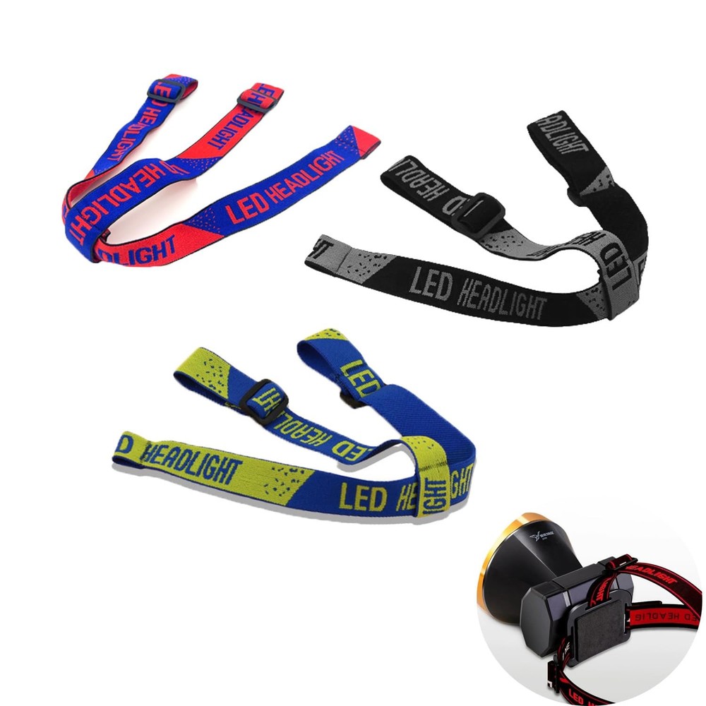 ArrErr 3 Pack Head Lamp Strap Replacement Adjustable High Black, Red, Green