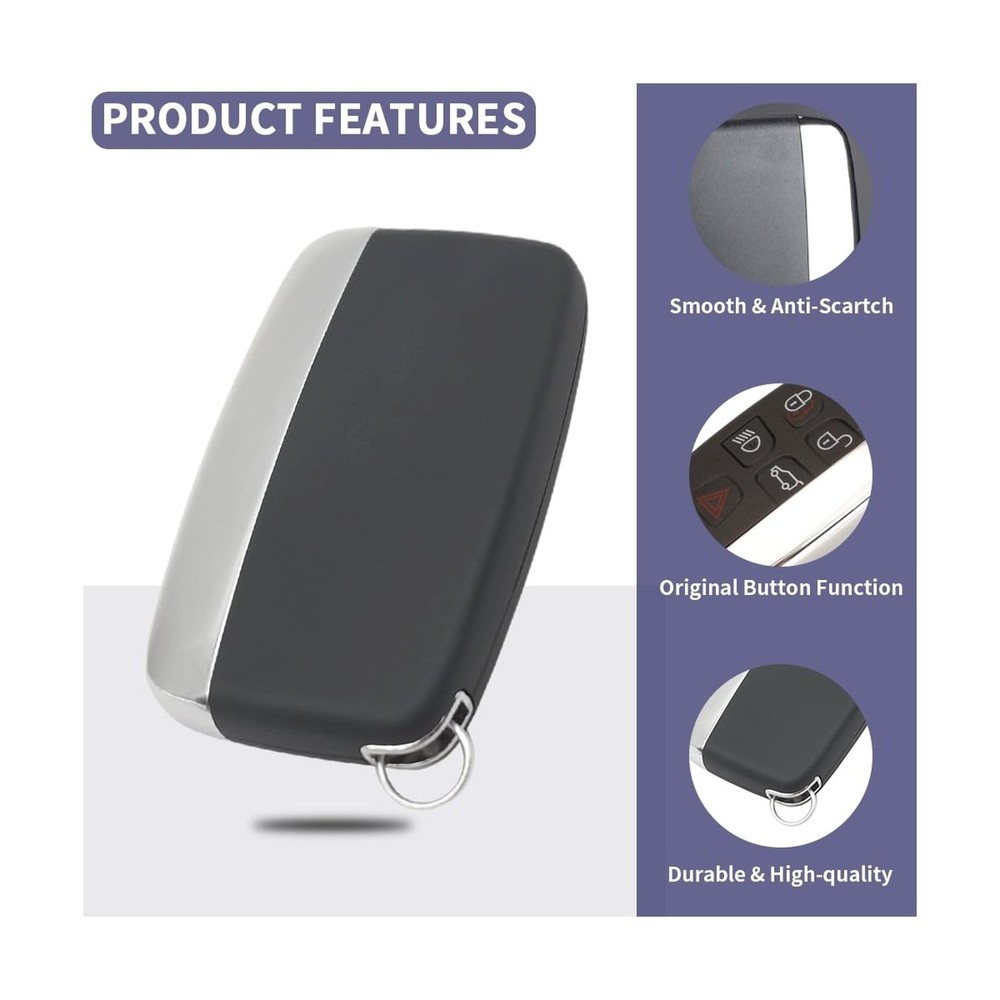 Key Fob Case Replace Shell for Range Rover Jaguar Models 2012-2019, 5 Button
