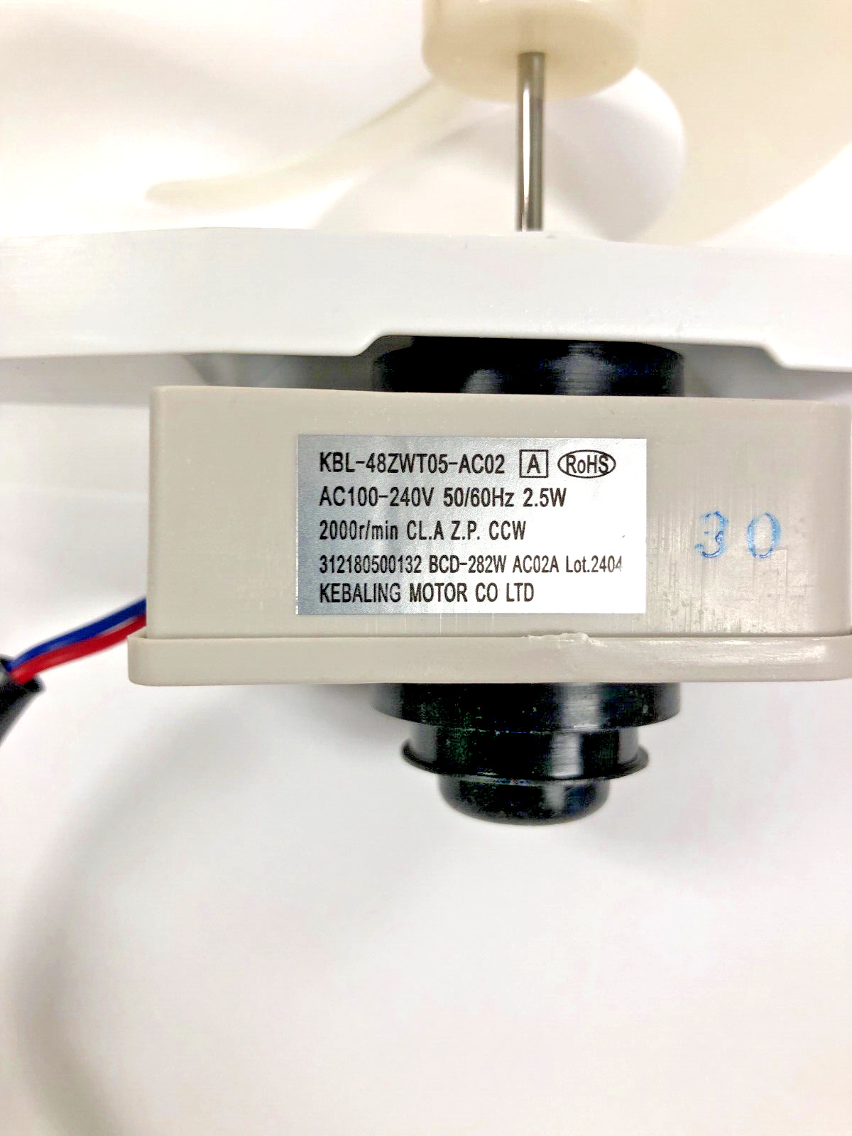 WR01X29257 Evaporator Fan Motor, Blade and Mounting Bracket Assembly