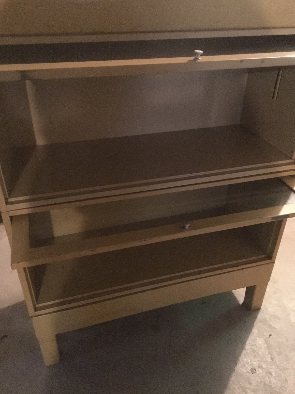 Detroit Arsenal Mid Century Modern Industrial Glass And Metal Barrister Bookcase