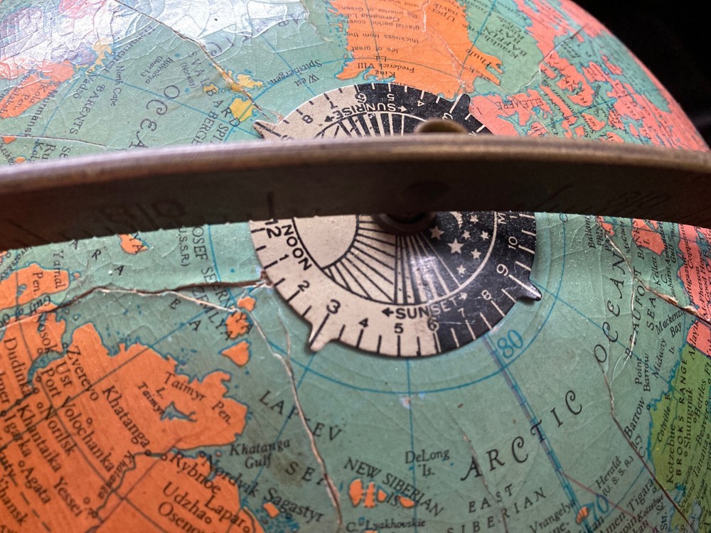 Vintage 1956 Replogle 12 inch Reference Globe with Metal Base