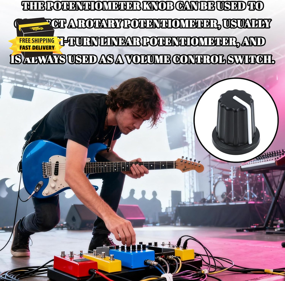 12 Pcs 6Mm D Type Potentiometer Control Knobs - Black Plastic Rotary Knobs for P