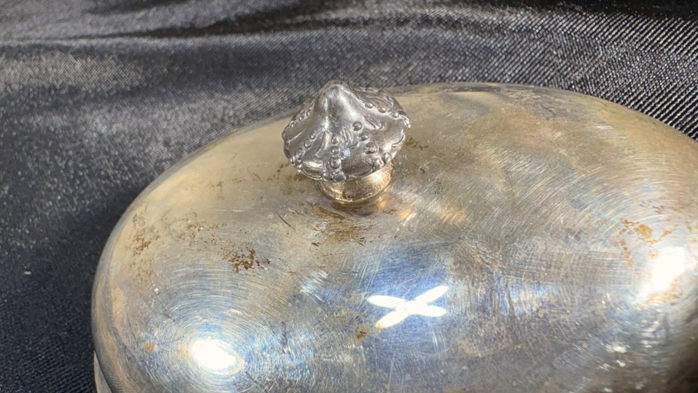 Antique Silver Plated Decorative Small Oval Cover