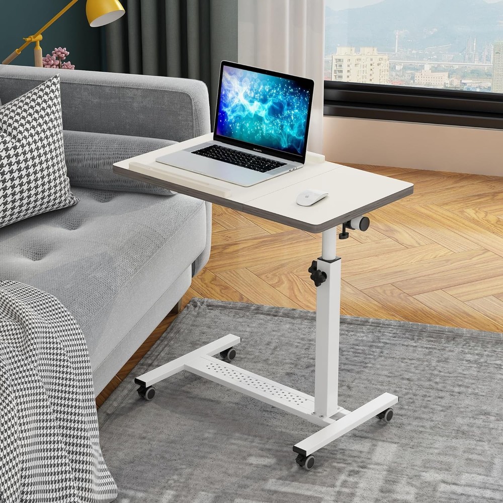 Over Bed Table W/ Wheels Adjustable Rolling Laptop Table Overbed Desk