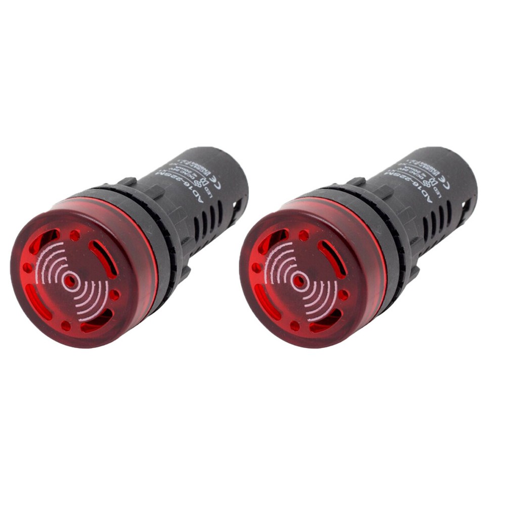 2 Pack 22mm 24V AC/DC Red LED Flashing Buzzer Pilot Panel Indicator Light Lamp