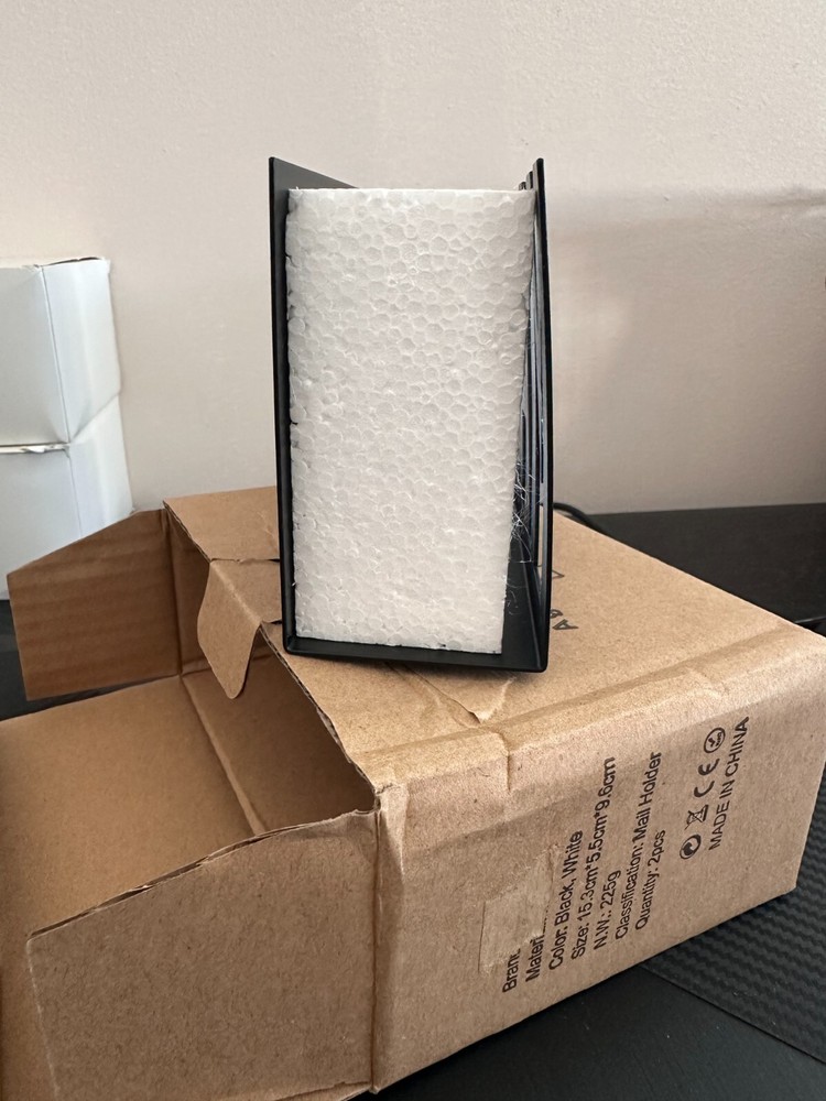Black Metal Desktop Cutout Mail Letter Holder