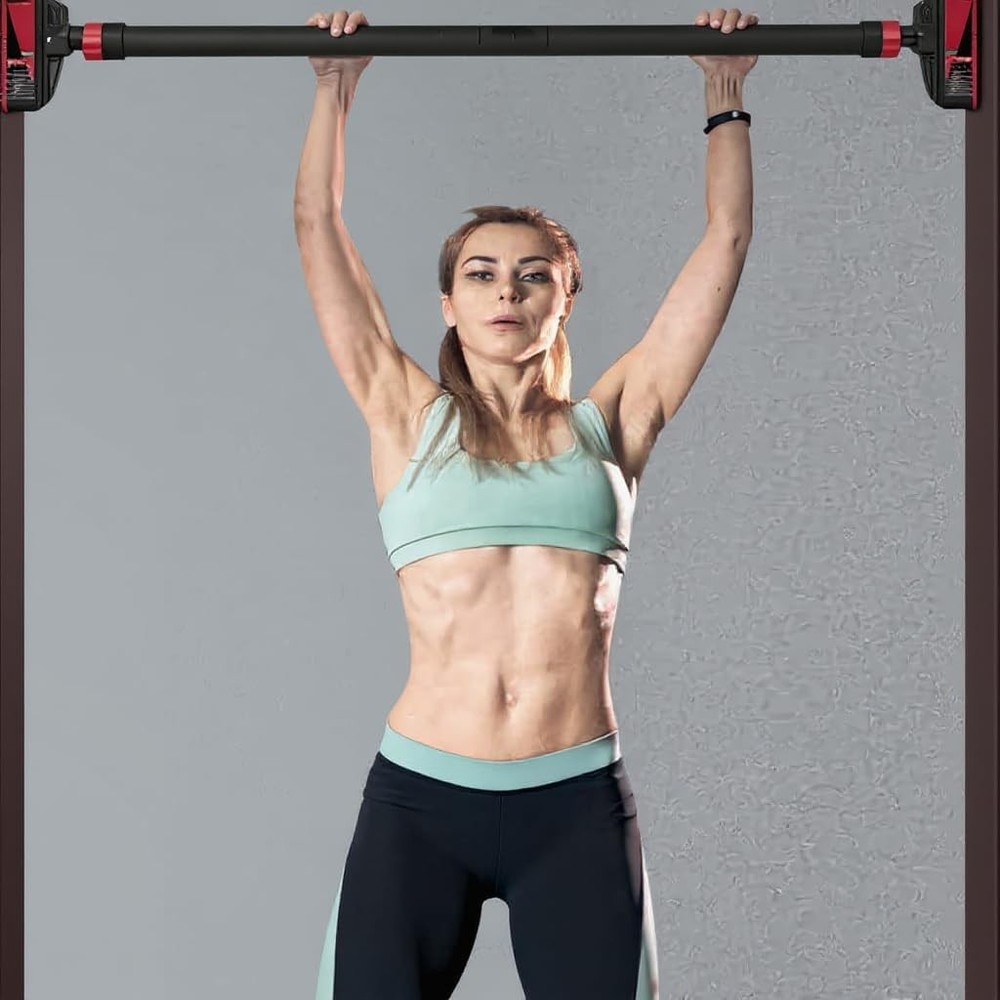 Adjustable Strength Training Bars Pull-Up Bar Without Screw for Doorway 440 Lbs