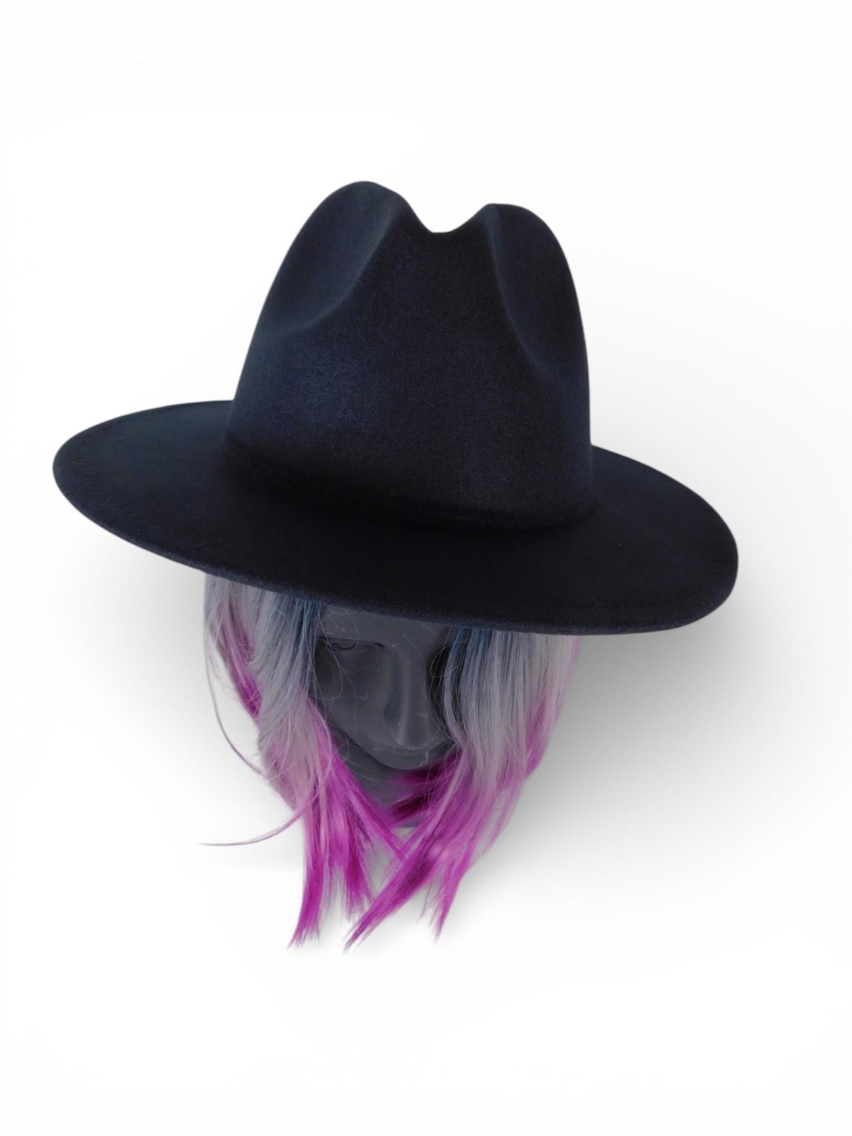 Wide Brim Fedora Hat Womens 7 1/8 Black Embroidered Butterfly Moon Floral Boho