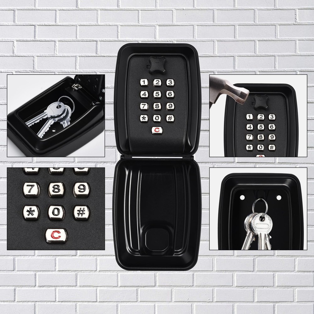 Key Lock Box for Outside Wall Mount - Waterproof Digital Code Realtor Lockbox...