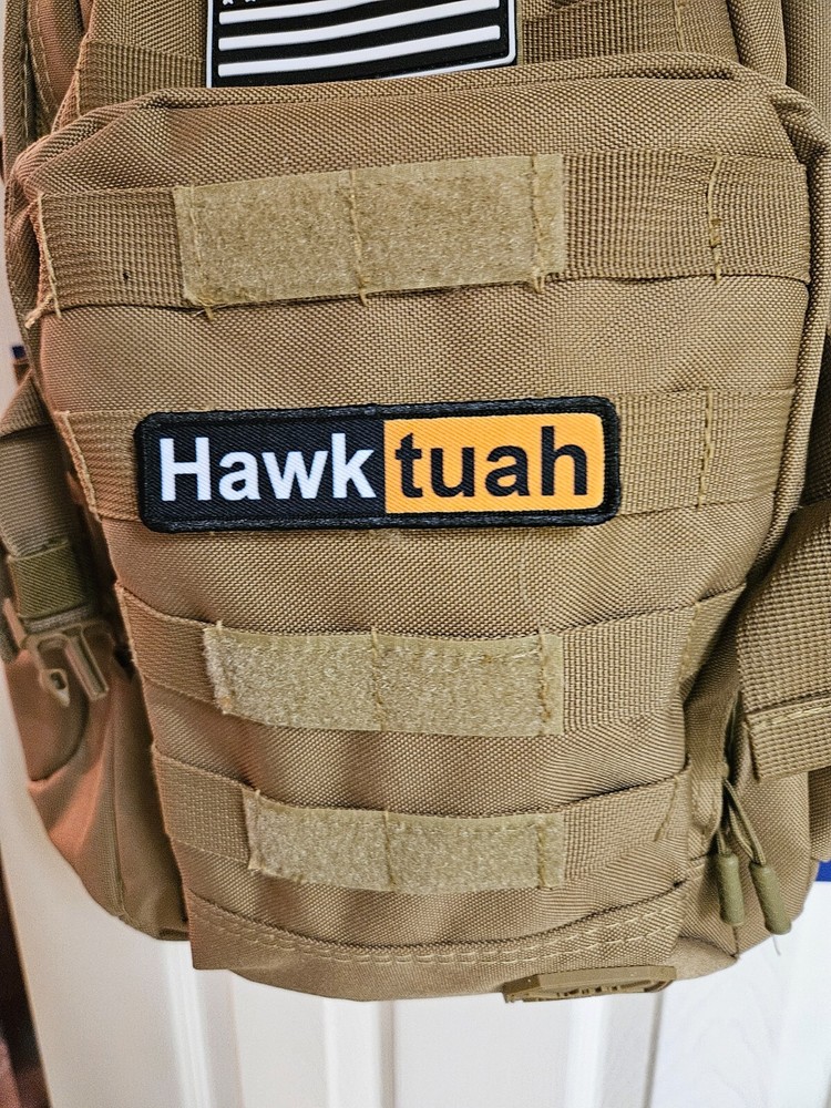 Hawk tuah spicy meme 1x4" removable hook & loop morale patch tactical