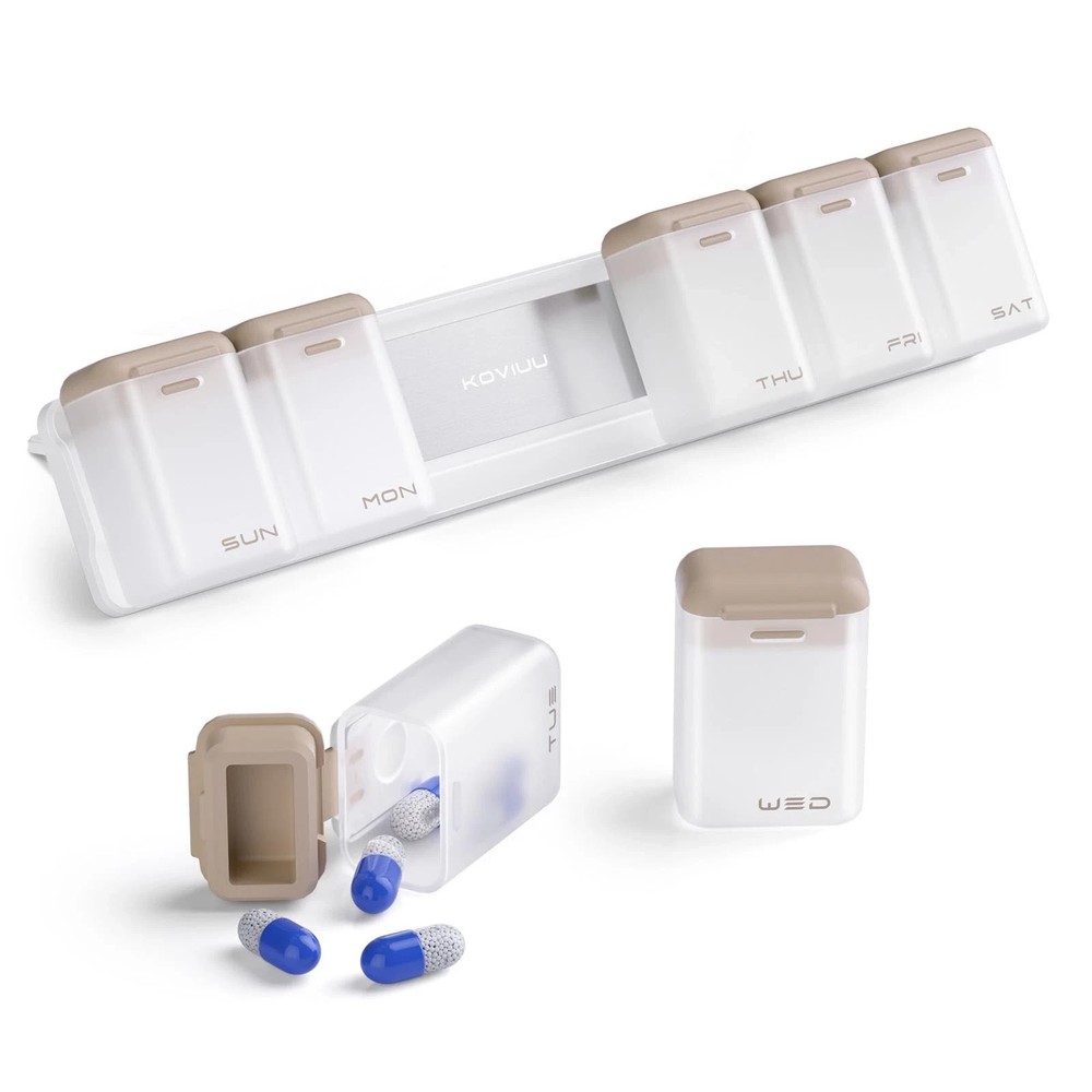 KOVIUU - Wkly. Pill Boxes, Magnetic Mounting,  LargeRemoveable Pill Boxes