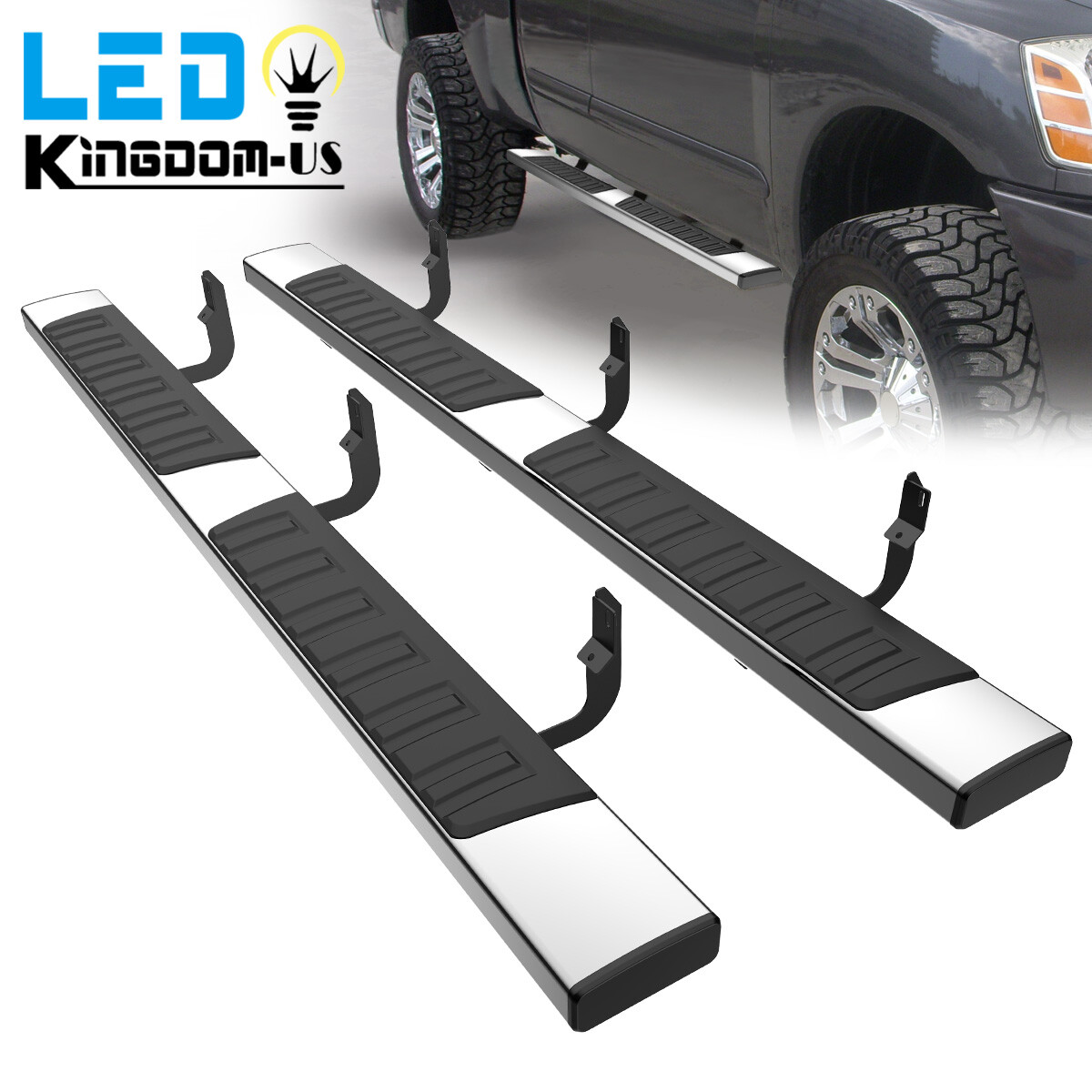 Running Boards for 2004-2024 Nissan Titan Crew Cab 6" Nerf Bars Side Steps S/S