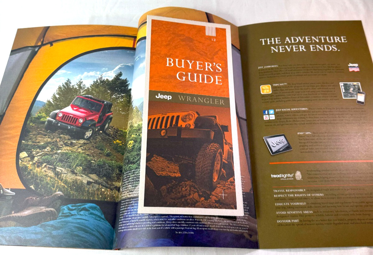 2012 Jeep Wrangler Original Car Sales Brochure / Catalog Inc Small Pocket Insert