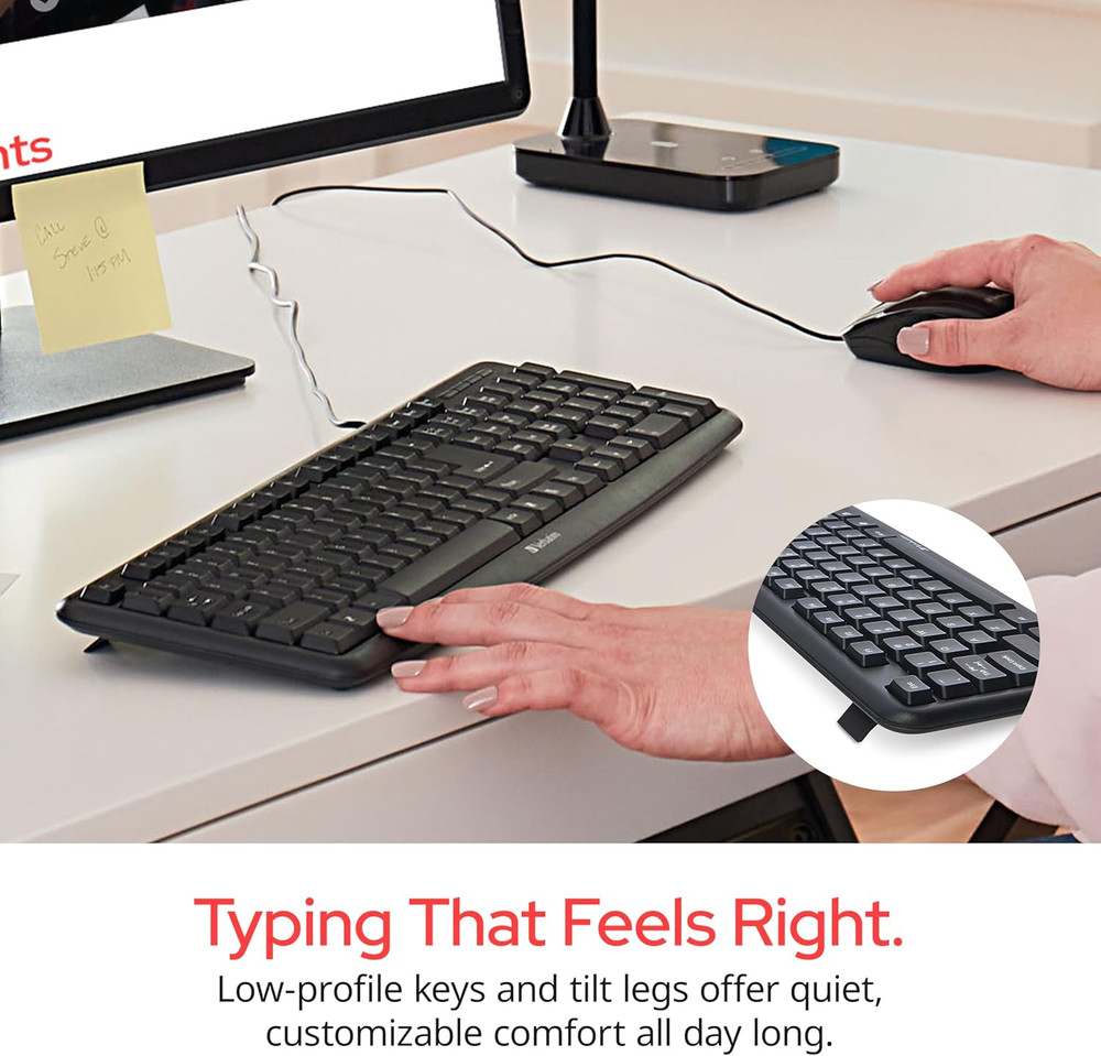 Keyboard and Mouse Corded Combo Pc Computer Usb Optical Wired Set Office Game