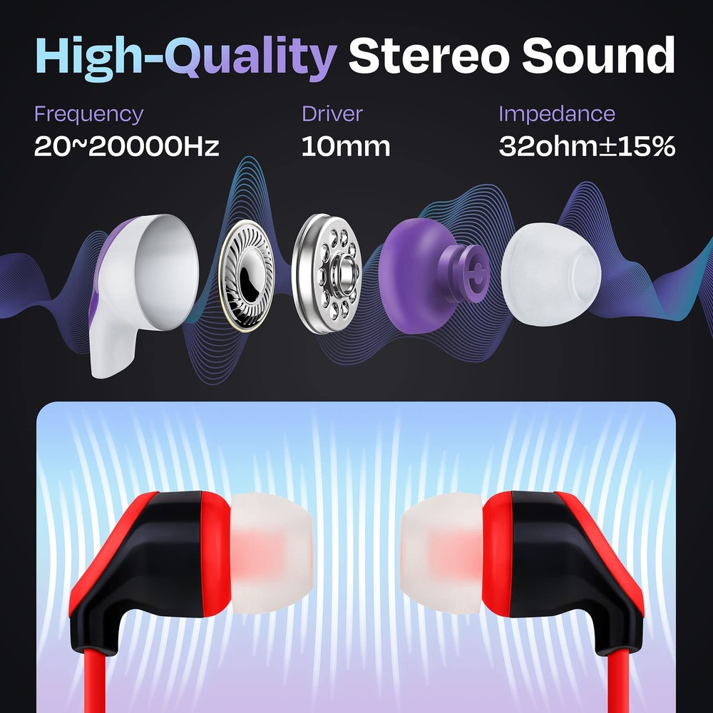 100x Multipack | Bulk Earbuds with Microphone, for Schools, Classroom, Librar...