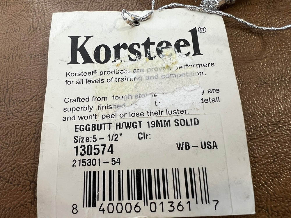 Korsteel Jointed Eggbutt Solid Snaffle Bit 5.5”