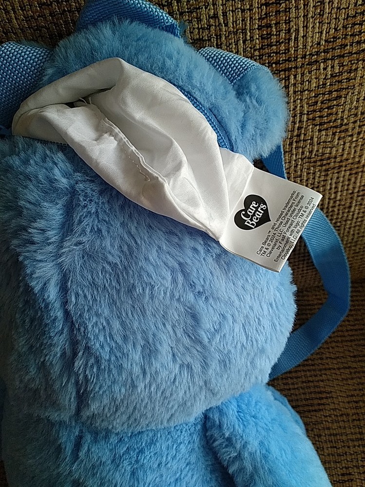 Care Bears Grumpy Blue Plush Backpack 17” With Zipper Pouch