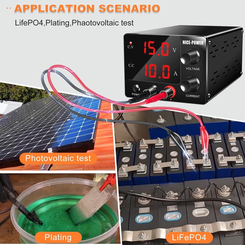 NICE-POWER DC Power Supply Variable 0~30V 0~10A, 3-Digits LED Display...
