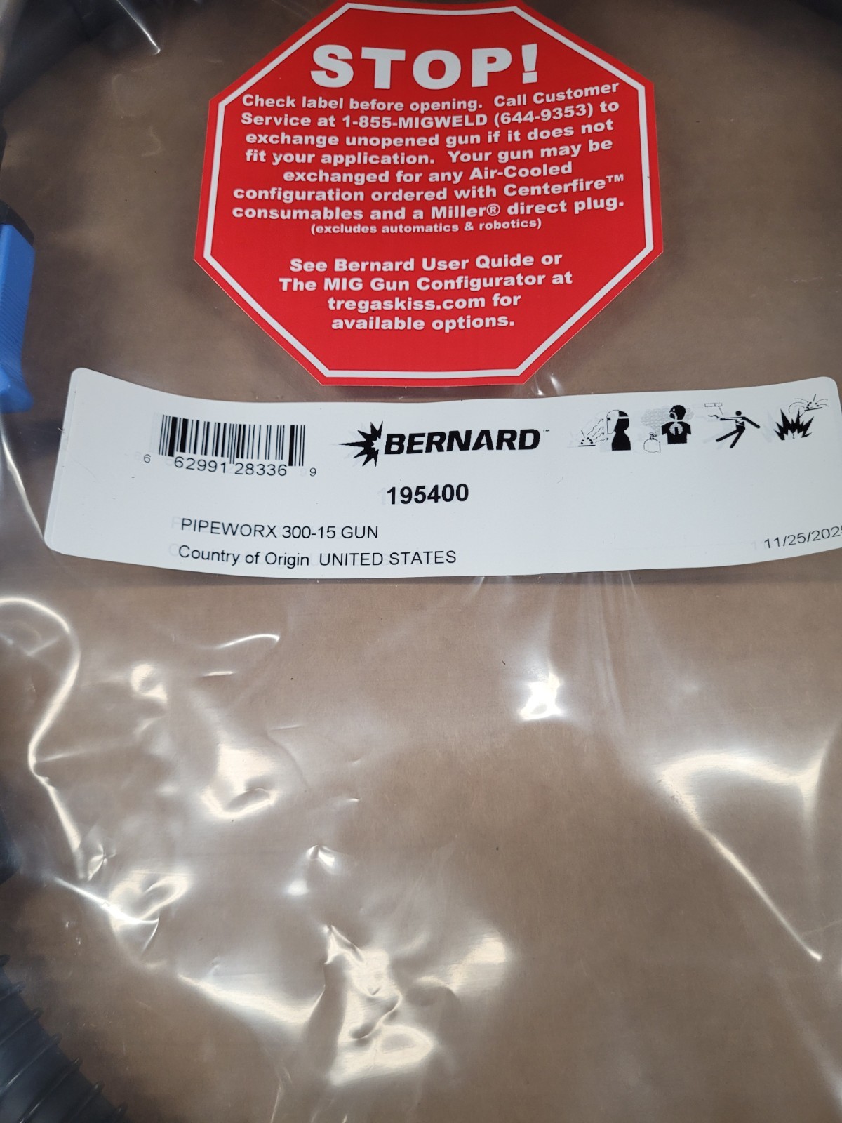 Bernard 195400 Pipeworx 300Amp-15Ft Mig Welding Gun