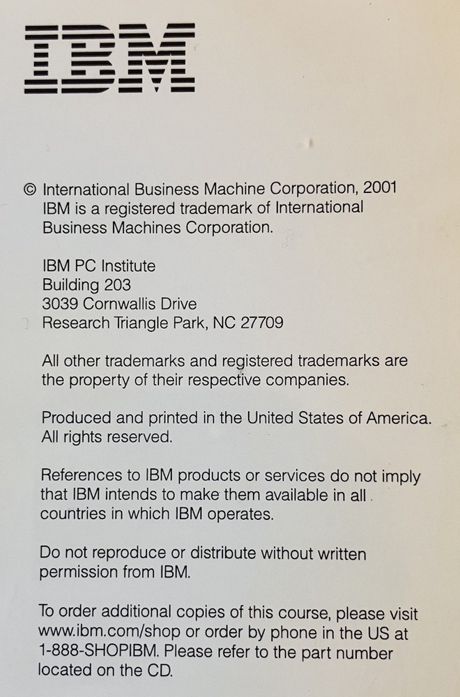 IBM PC Institute The Training Solution CD Set PC Basics & PC Architecture (2001)