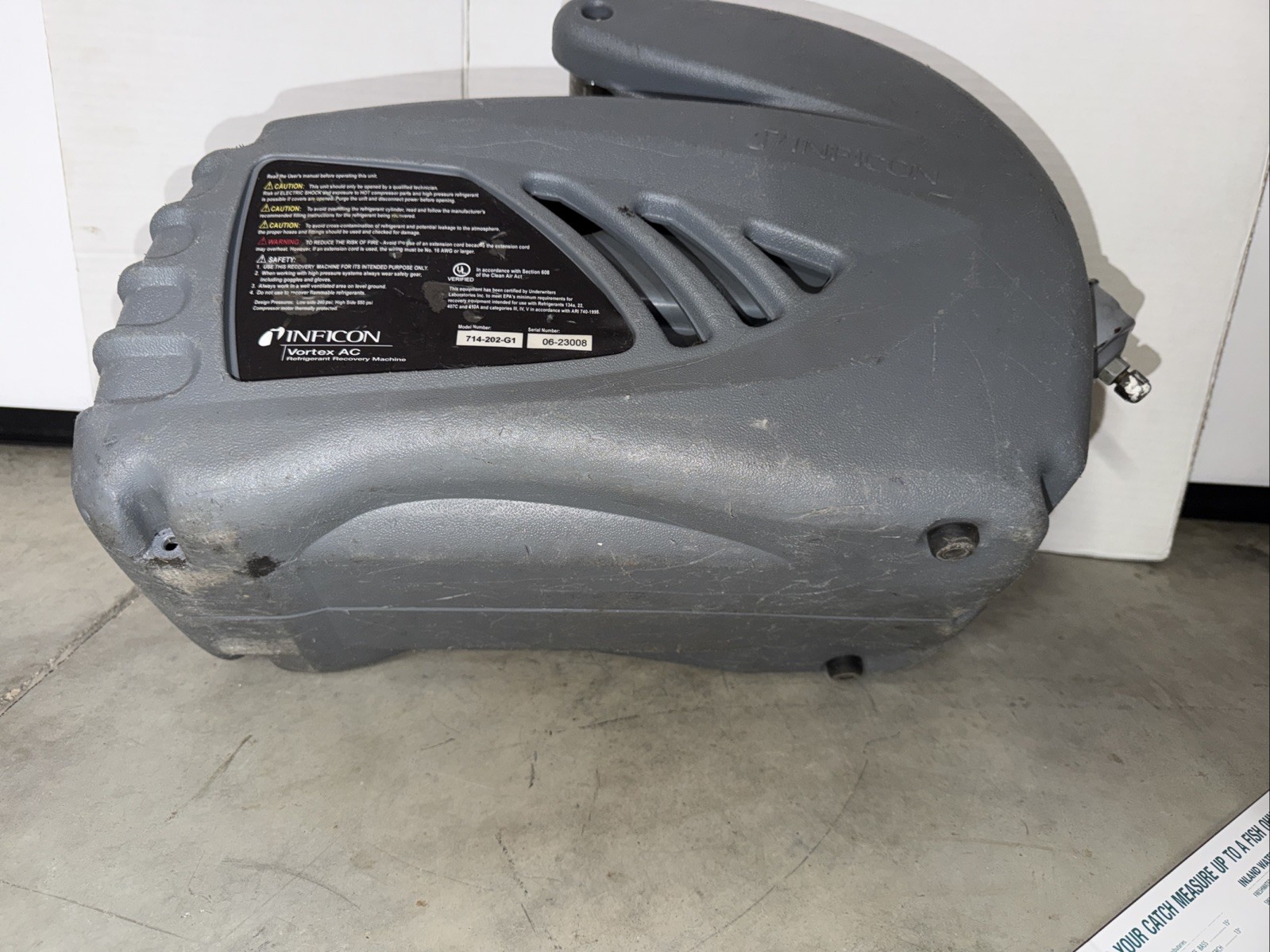 INFICON 714-202-G1 VORTEX REFRIGERANT RECOVERY MACHINE