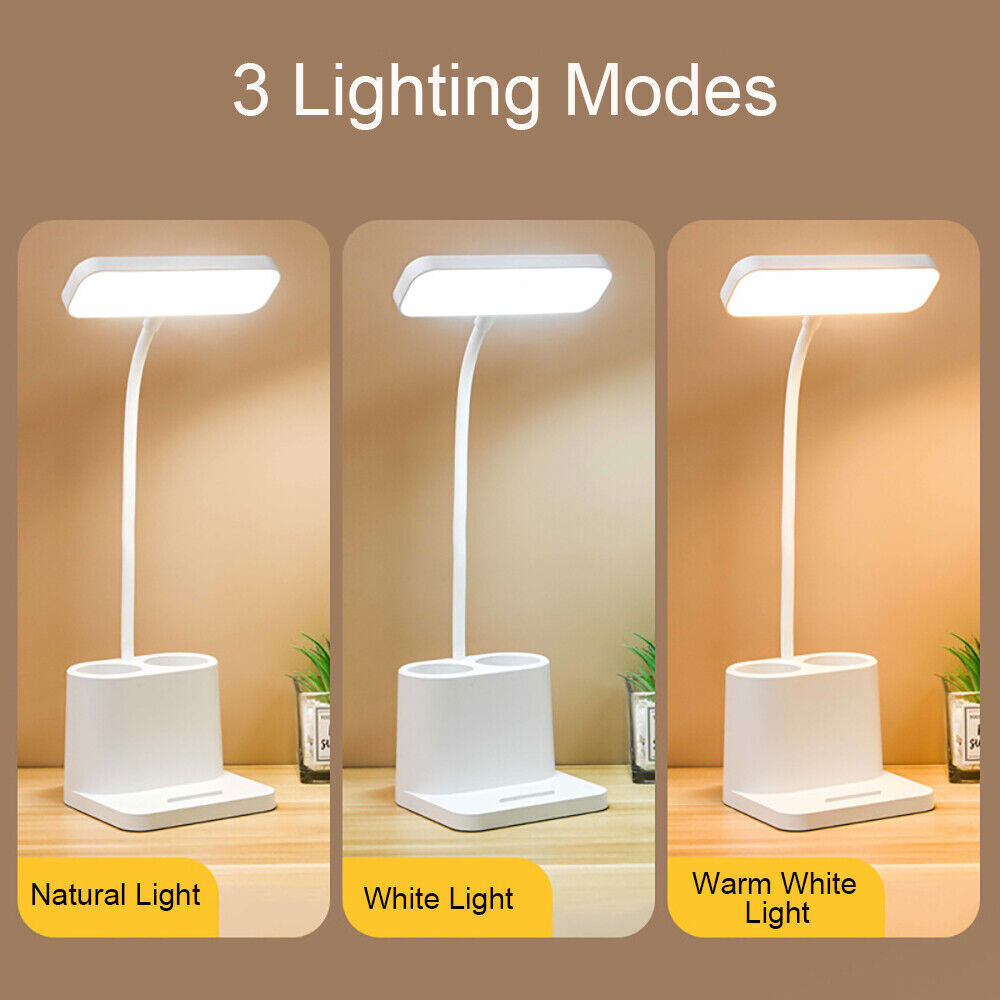 LED Desk Light Dimmable Touch Sensor Table Bedside Reading Lamp USB Rechargeable