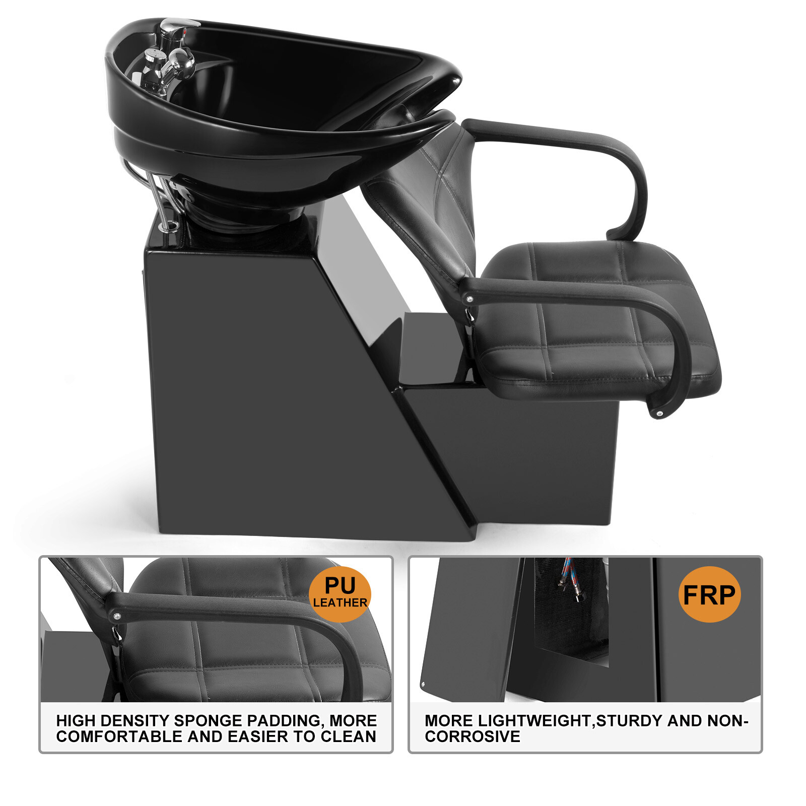 Pro Barber Backwash Unit Ceramic Shampoo Bowl Washing Sink Beauty Salon Station