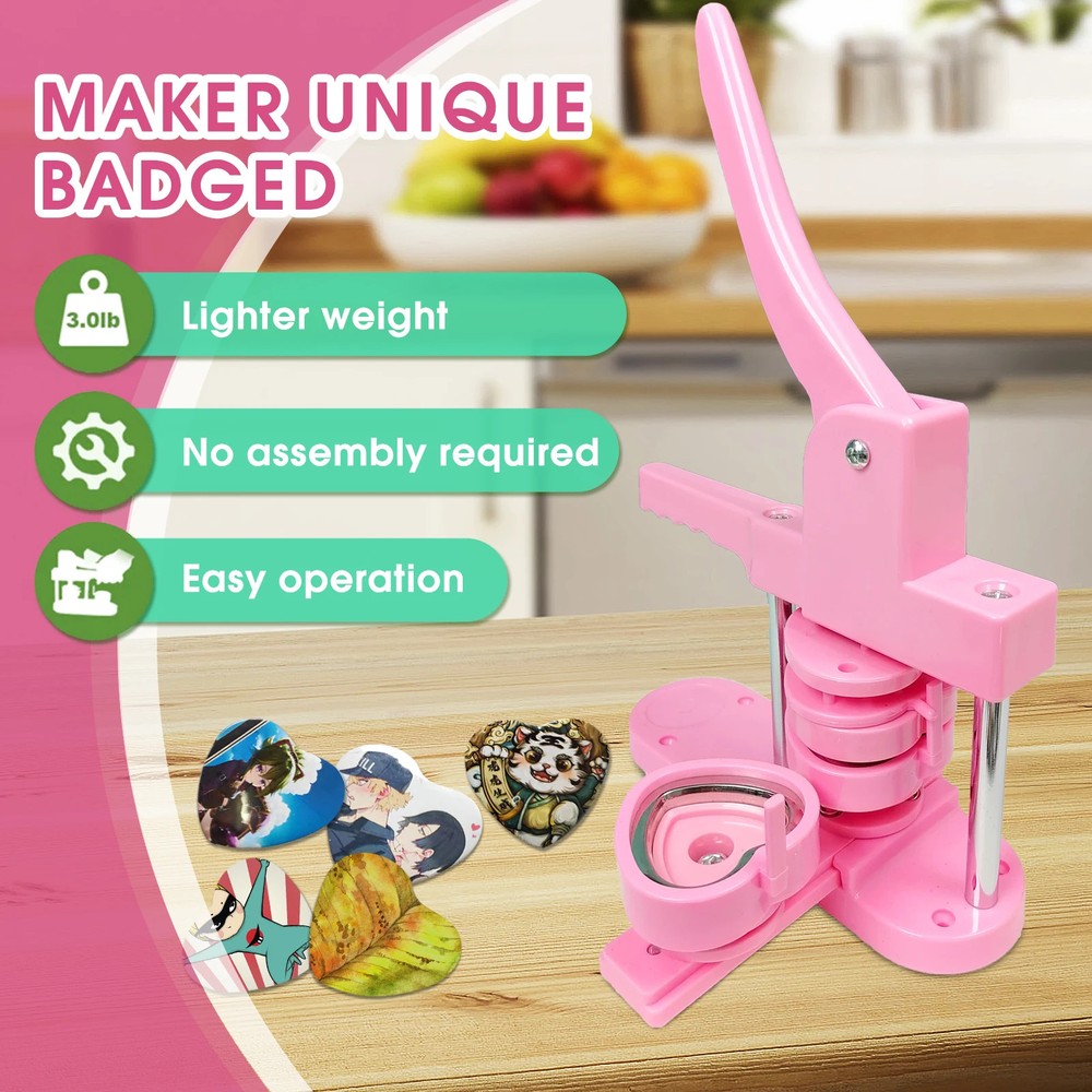 Heart-Shaped Button Maker Machine, DIY Pin Button Maker Press Machine Kit