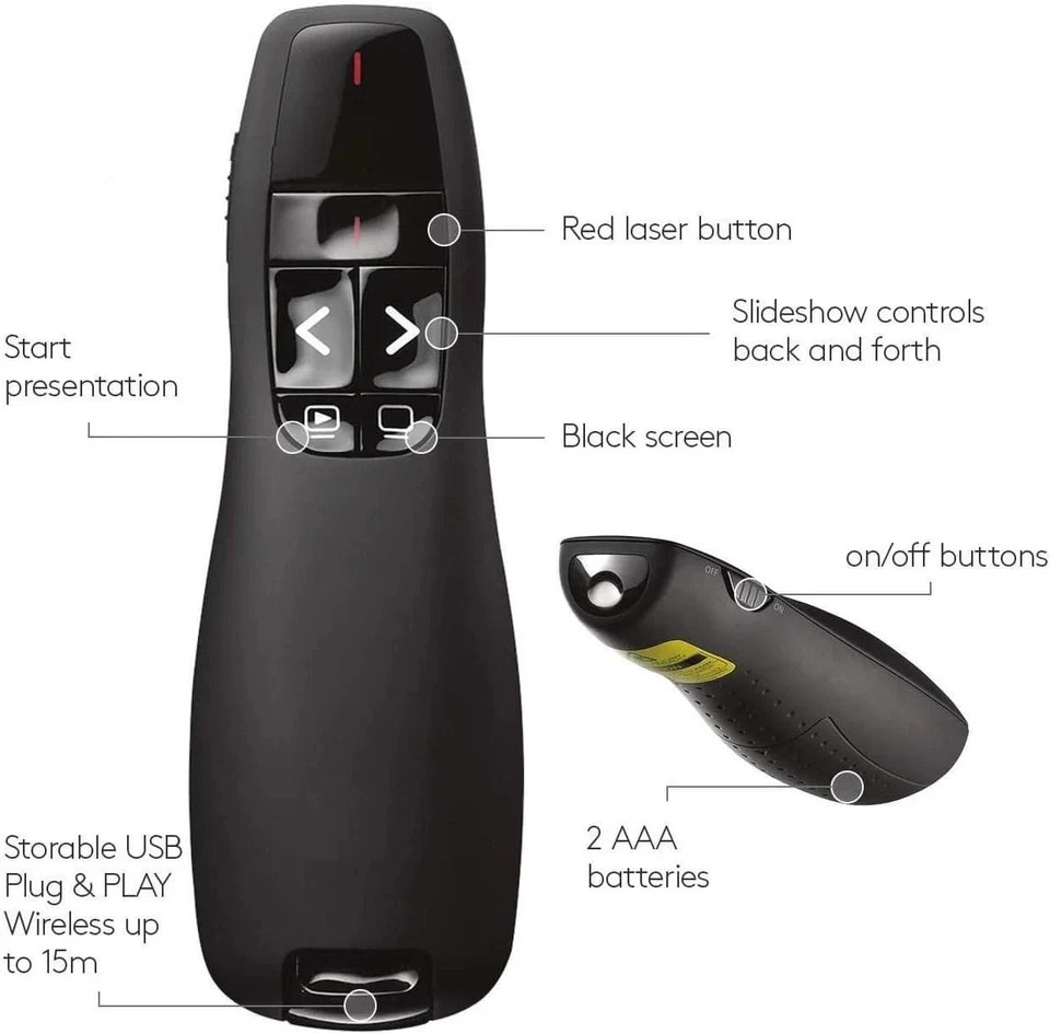 Power Point Presentation Remote Wireless USB PPT Presenter Laser Pointer Clicker