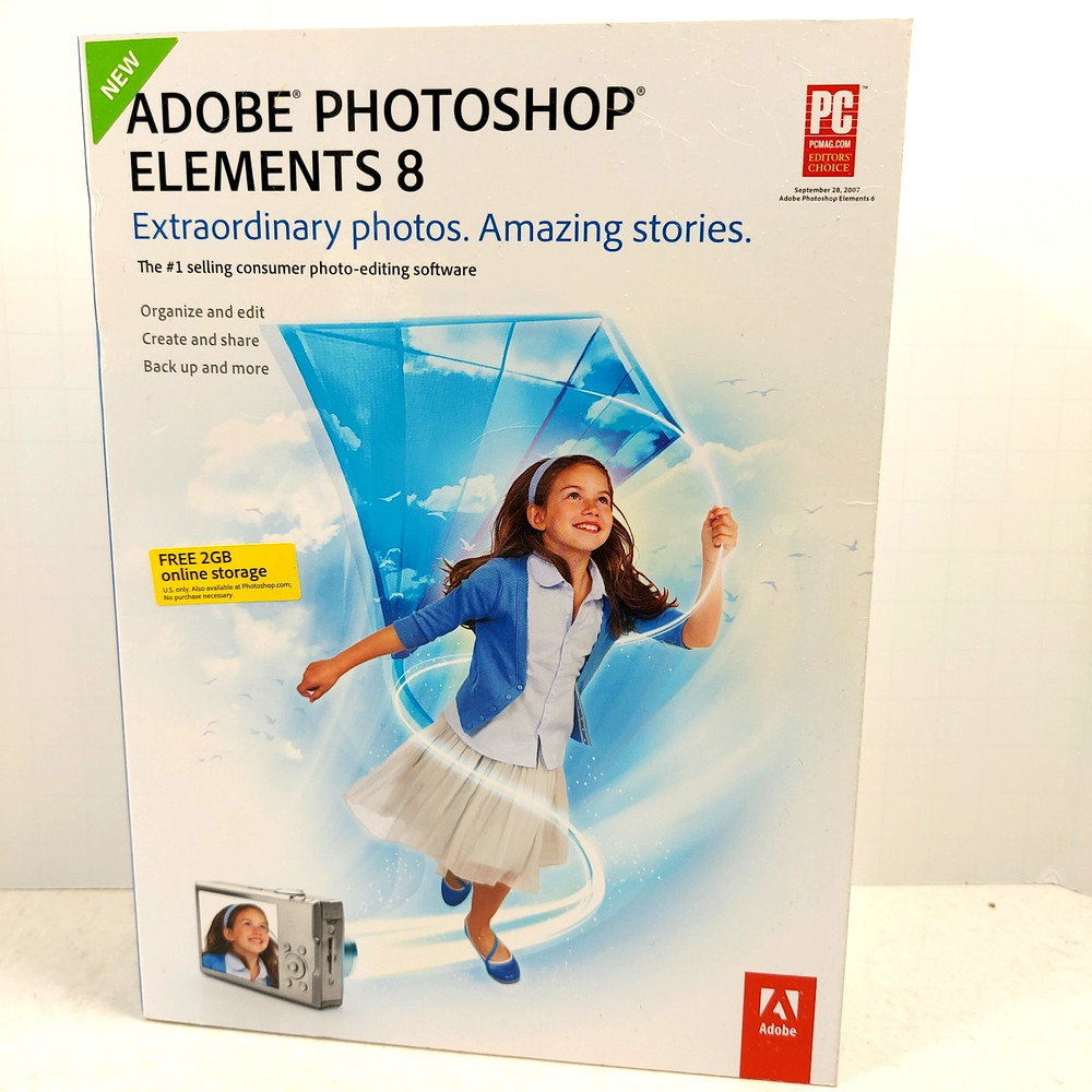Adobe Photoshop Elements 8 (PC, 2009) with serial number