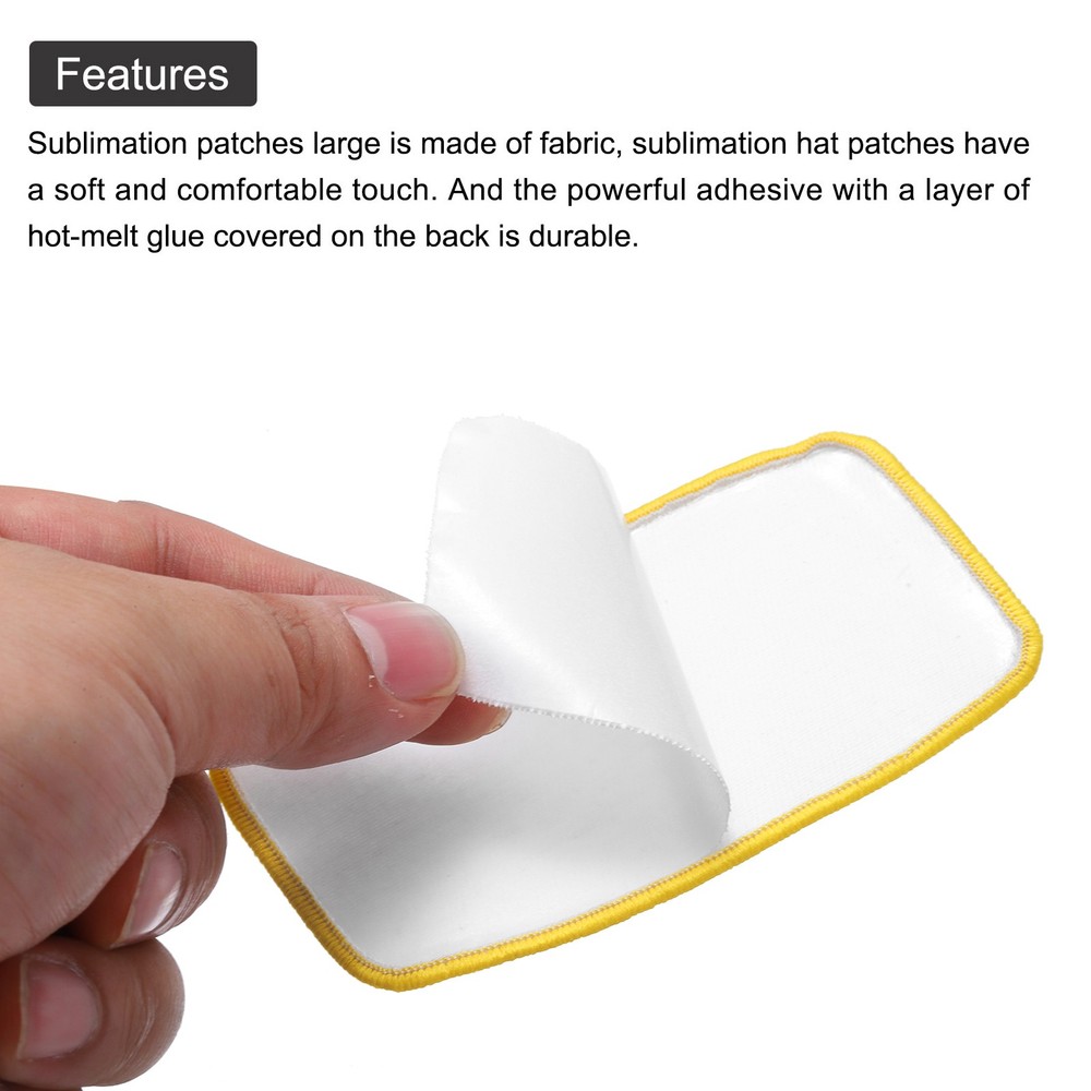 60pcs Sublimation Patch Blank 3 Shape White with Yellow Border