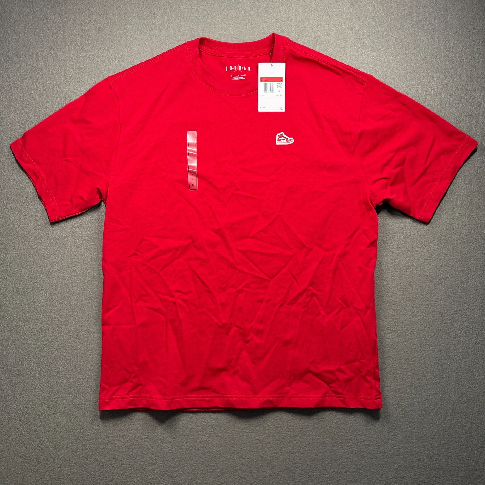 Nike Air Jordan Shirt Mens L Red Sneaker Patch Basketball HJ2326 687