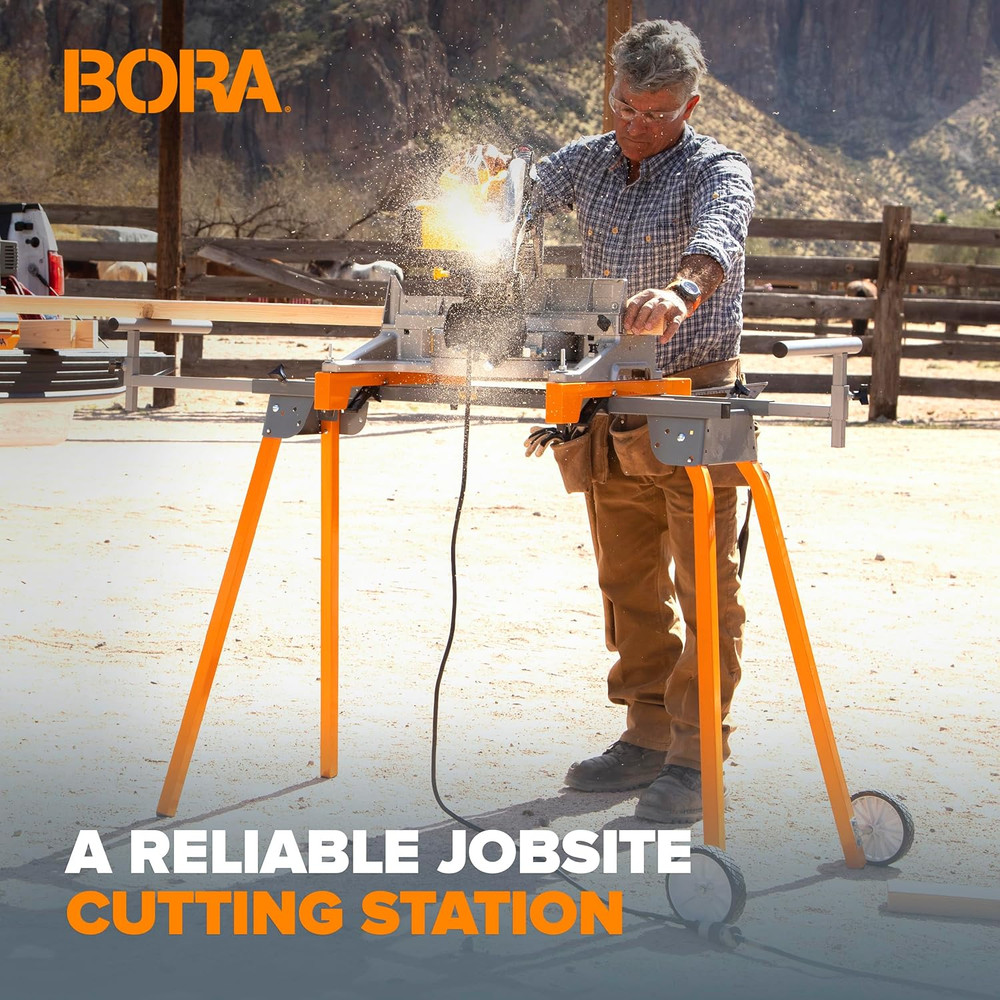 Universal Miter Saw Stand with Quick Release Tool Mounting System- Portable Mite