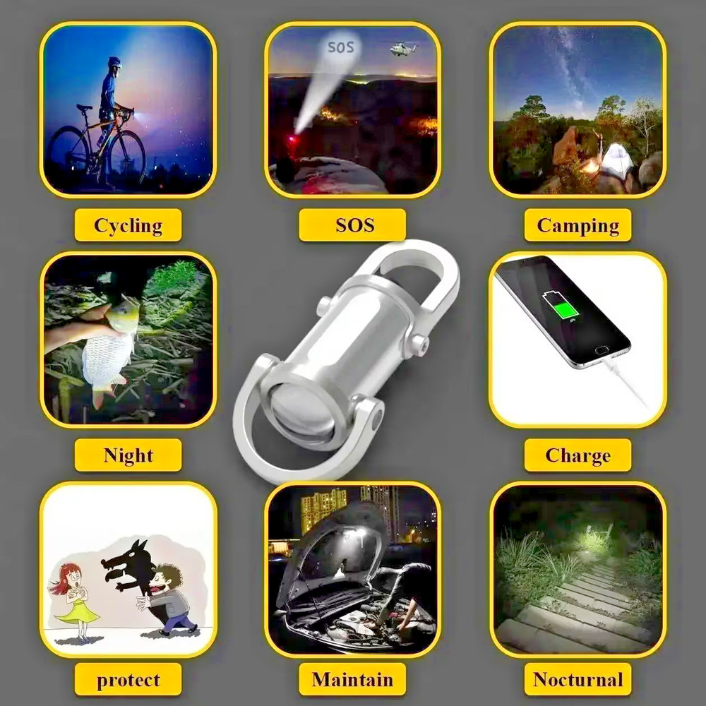 2 X Rechargeable Multi-Mode Mini Keychain Flashlight, 300LM LED work light