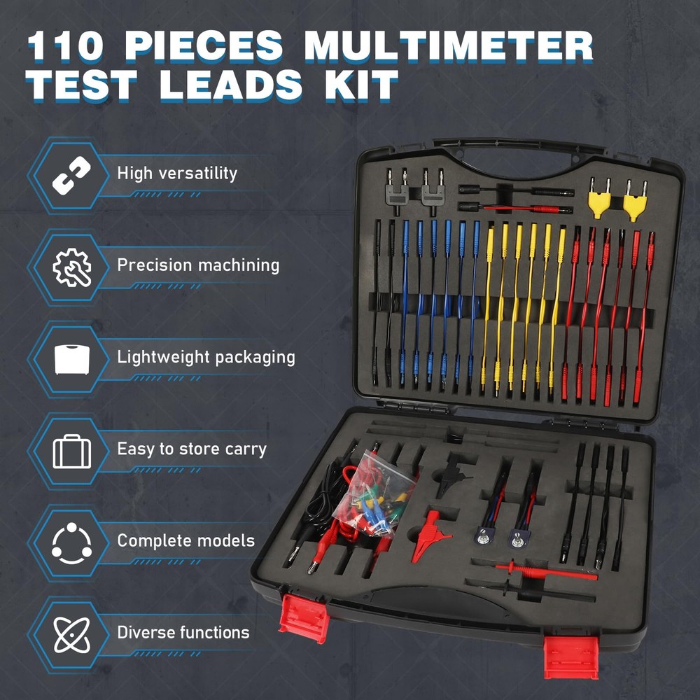 110PCS Automotive Circuit Test Lead Kit, Multimeter Leads Kit,Multi Function ...