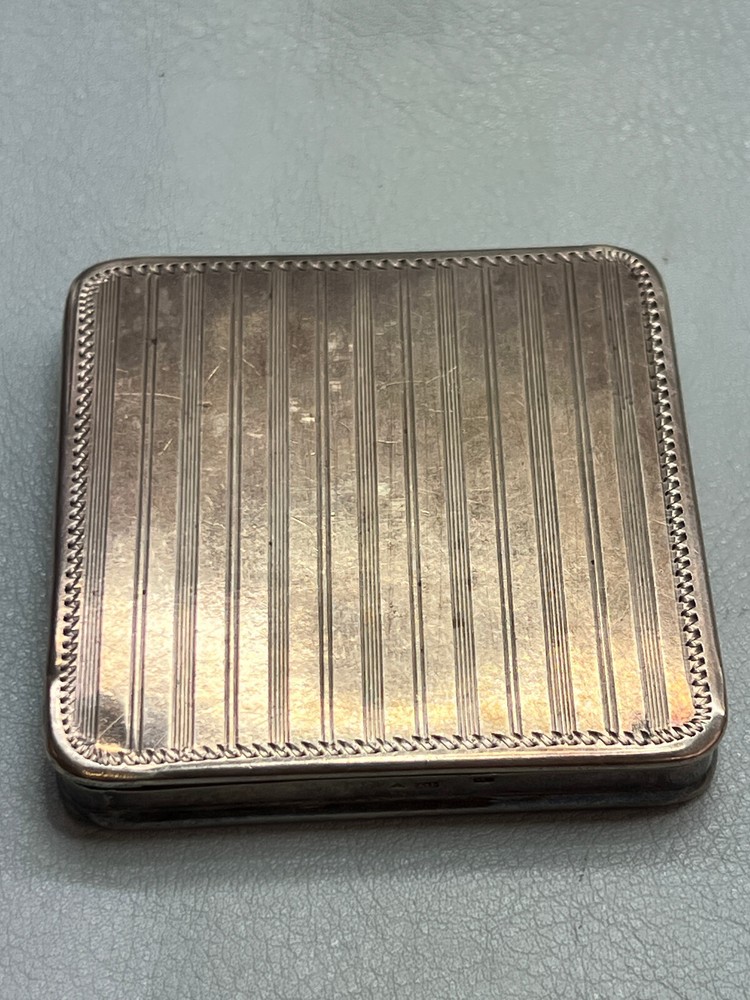 Antique 835 Solid Silver Ladies Powder Box Engraved Hallmark with Initials MJ