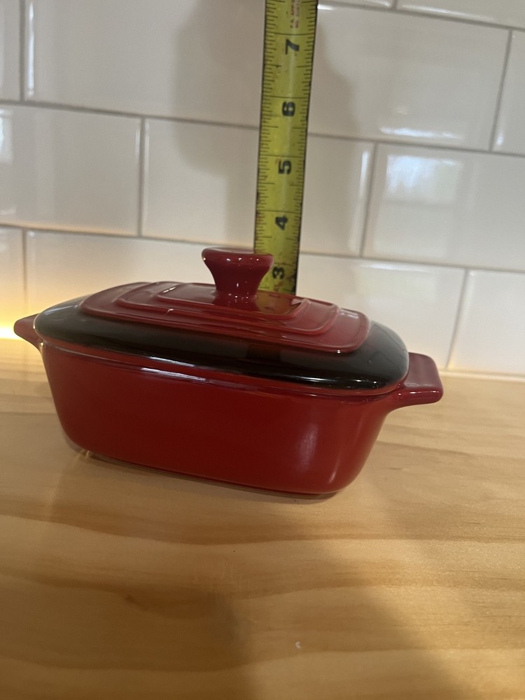 ROCQ Assorted Red & Black Cocotte Ceramic Bakeware Set Creme Brûlée 5 Piece