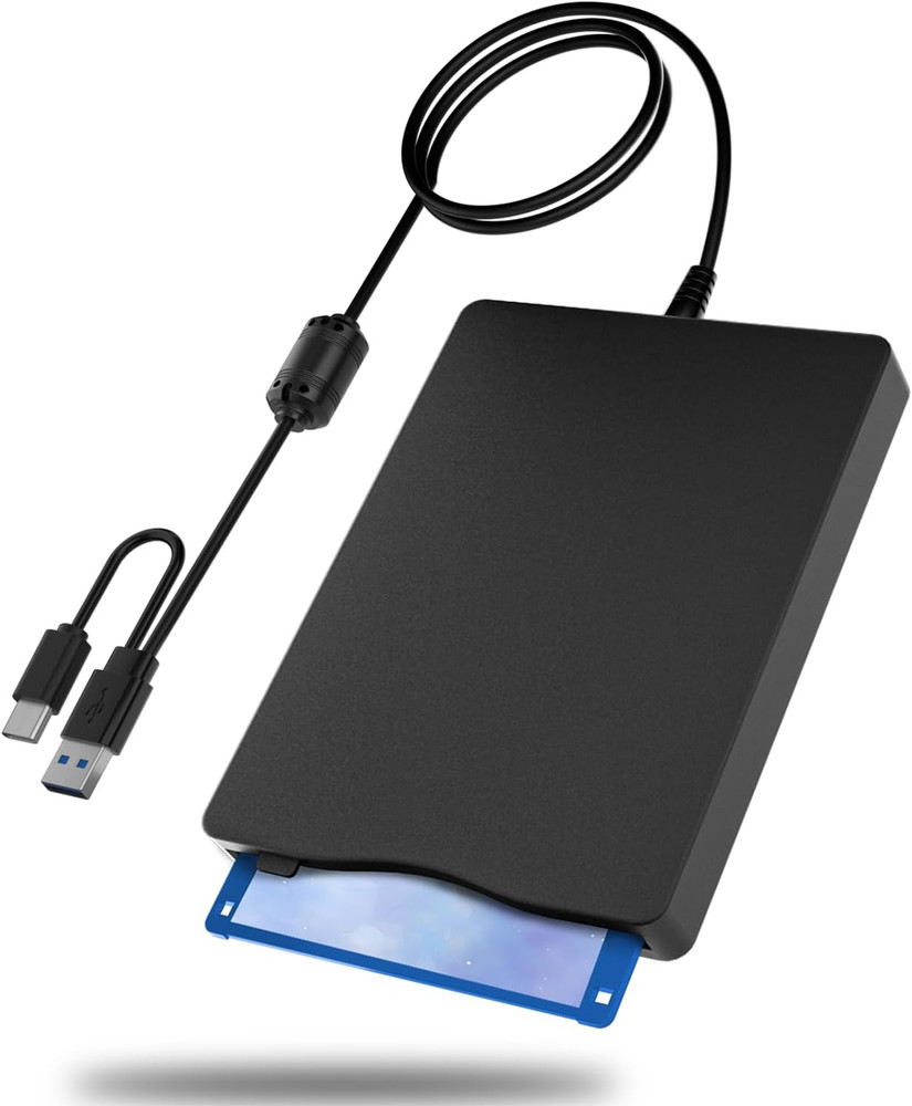 USB Floppy Drive, External 3.5" USB & Type-C Floppy Disk Reader, External Floppy