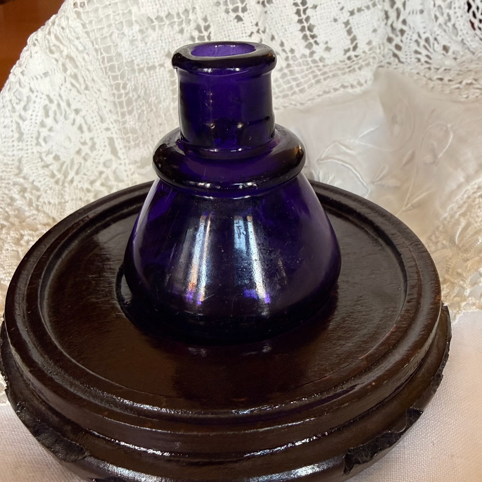 Antique Purple Amethyst Color Cone Shaped Ink Well Hand Blown 1890s