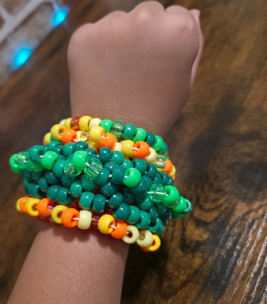 Kandi Bracelet 2pc Bundle Rotator Cuff & Single Bead Bracelet