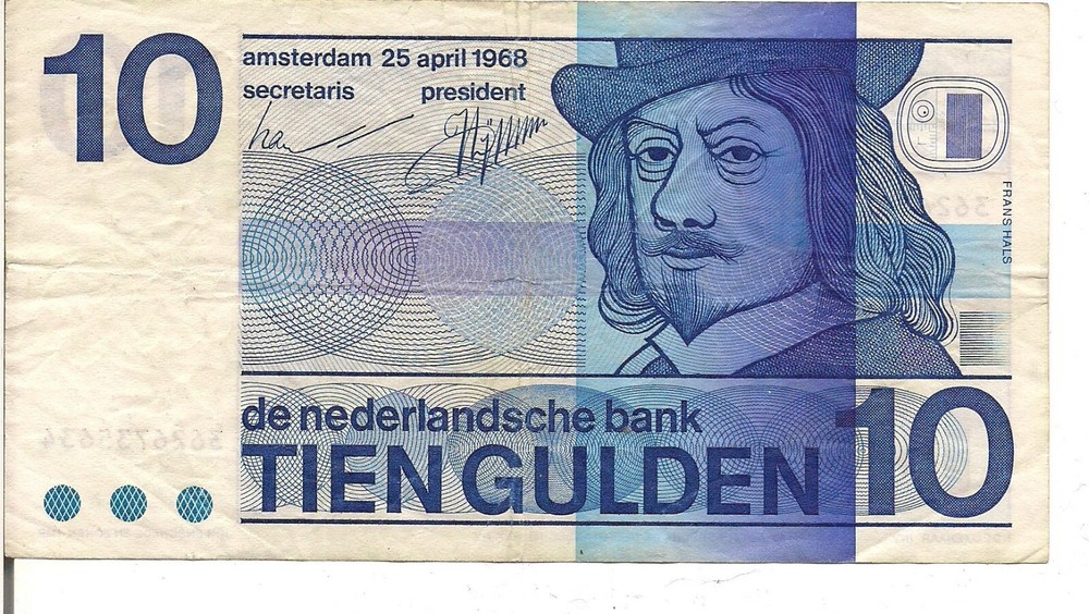NETHERLANDS, 10 GULDEN, P#91, 1968
