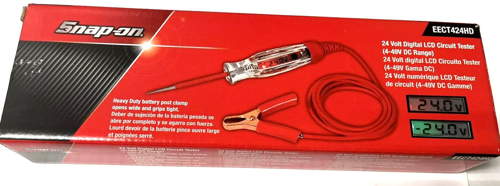 SNAP ON TOOLS 24 V Digital Display Circuit Tester 4-49 V DC Range EECT424HD +